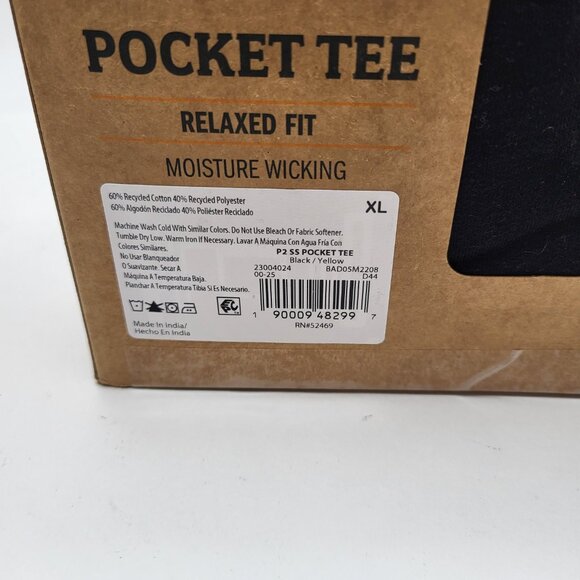 Brahma 2 Mens XL Pocket Shirts Crew Neck Relaxed Fit 1 Black & 1 Neon Yellow - Picture 2 of 3